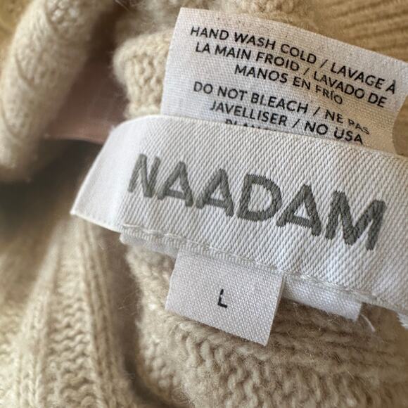 NAADAM Cream Cardigan Sweater LARGE Coastal Oversize Cashmere Collared $295 - Picture 8 of 9
